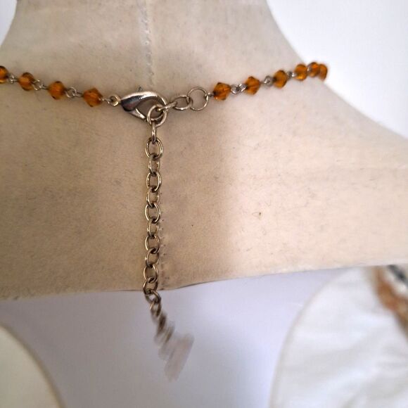 A Women's Delicate Beaded Necklace Pewter Heart Charm Fairy Core - Picture 6 of 9